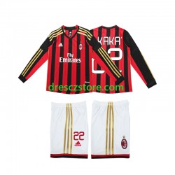 AC Milán Kaka 22 2013 2014 Retro Domácí Dres Dlouhý rukáv Děti Fotbalové Dresy