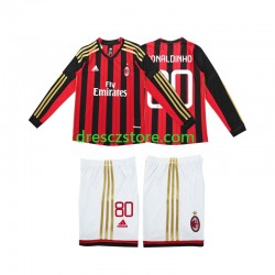 AC Milán RONALDINHO 80 2013 2014 Retro Domácí Dres Dlouhý rukáv Děti Fotbalové Dresy