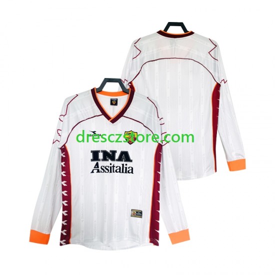 AS Řím 2000 Retro Venkovní Dres 1999 Dlouhý rukáv Muže Fotbalové Dresy