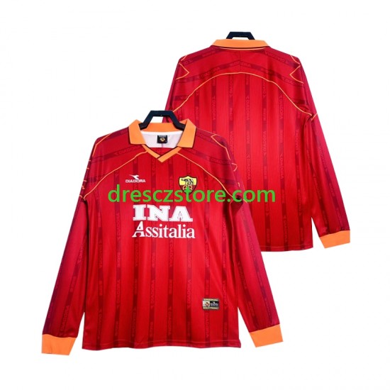 AS Řím 2000 Retro Domácí Dres 1999 Dlouhý rukáv Muže Fotbalové Dresy