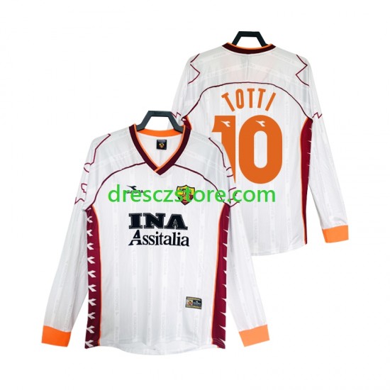 AS Řím Totti 10 2000 Retro Venkovní Dres 1999 Dlouhý rukáv Muže Fotbalové Dresy