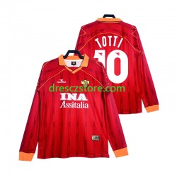 AS Řím Totti 10 2000 Retro Domácí Dres 1999 Dlouhý rukáv Muže Fotbalové Dresy