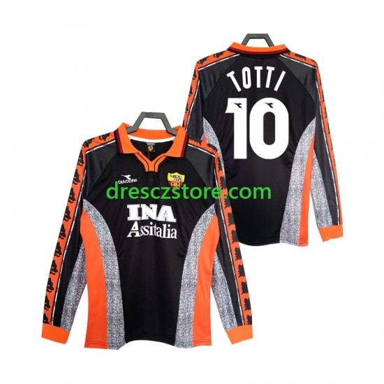 AS Řím Totti 10 Retro Alternativní Dres 1998 1999 Dlouhý rukáv Muže Fotbalové Dresy
