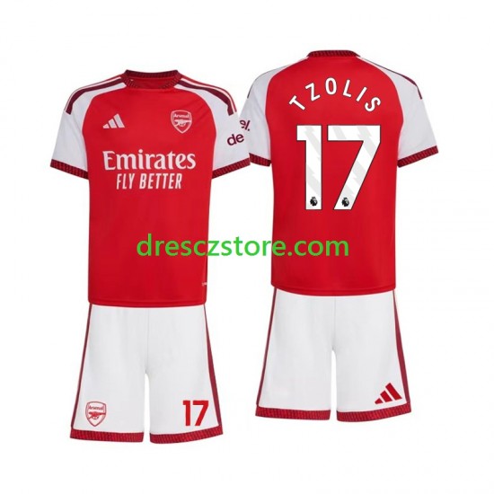 Arsenal Christos Tzolis 17 Domácí Dres 2026-2027 Krátký rukáv Děti Fotbalové Dresy