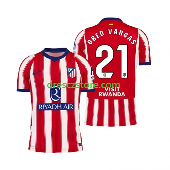 Atlético Madrid Obed Vargas 21 Domácí Dres 2026-2027 Krátký rukáv Muže Fotbalové Dresy