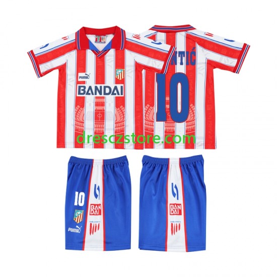 Atlético Madrid PANTIC 10 1996 1997 Retro Domácí Dres Krátký rukáv Děti Fotbalové Dresy