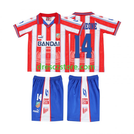 Atlético Madrid SIMEONE 14 1996 1997 Retro Domácí Dres Krátký rukáv Děti Fotbalové Dresy