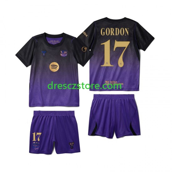 FC Barcelona Anthony Gordon 17 Venkovní Dres 2026-2027 Krátký rukáv Děti Fotbalové Dresy
