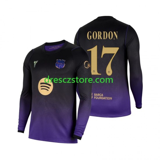 FC Barcelona Anthony Gordon 17 Venkovní Dres 2026-2027 Dlouhý rukáv Muže Fotbalové Dresy