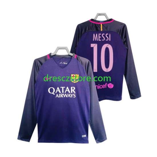 FC Barcelona Lionel Messi 10 2016 2017 Retro Venkovní Dres Dlouhý rukáv Muže Fotbalové Dresy