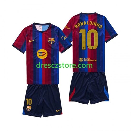 FC Barcelona RONALDINHO 10 Domácí Dres 2026-2027 Krátký rukáv Děti Fotbalové Dresy