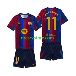 FC Barcelona Raphinha 11 Domácí Dres 2026-2027 Krátký rukáv Děti Fotbalové Dresy