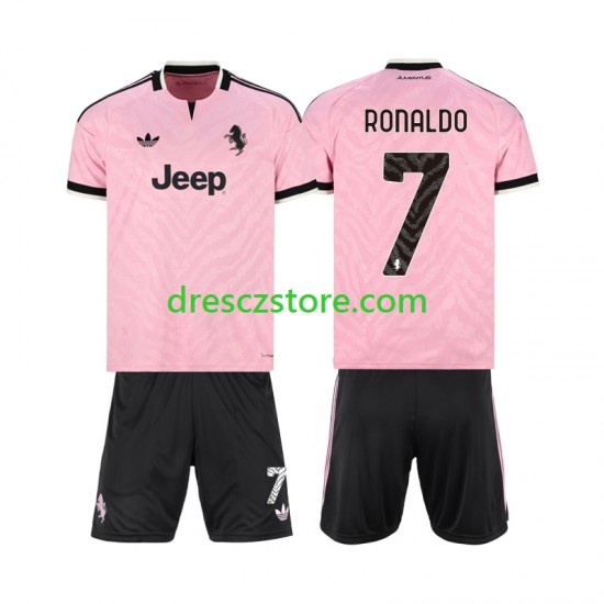 Juventus Cristiano Ronaldo 7 Venkovní Dres 2026-2027 Krátký rukáv Děti Fotbalové Dresy