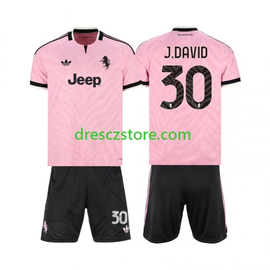 Juventus Jonathan David 30 Venkovní Dres 2026-2027 Krátký rukáv Děti Fotbalové Dresy