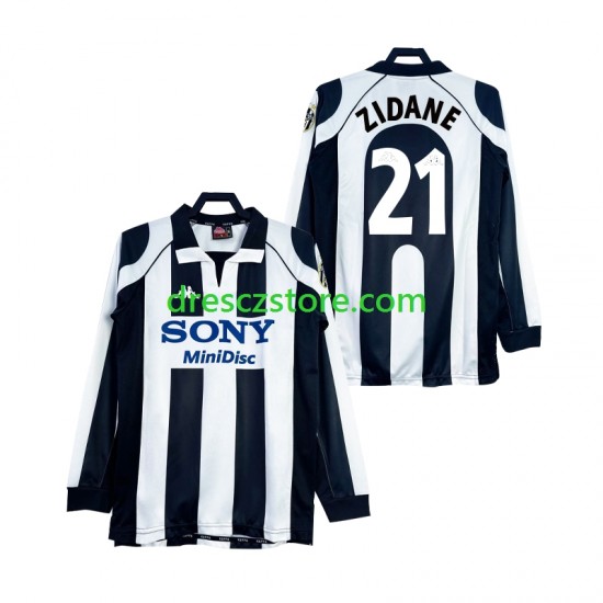 Juventus ZIDANE 21 1997 Retro Domácí Dres 1998 Dlouhý rukáv Muže Fotbalové Dresy