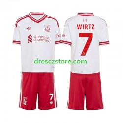 Liverpool Florian Wirtz 7 Venkovní Dres 2026-2027 Krátký rukáv Děti Fotbalové Dresy