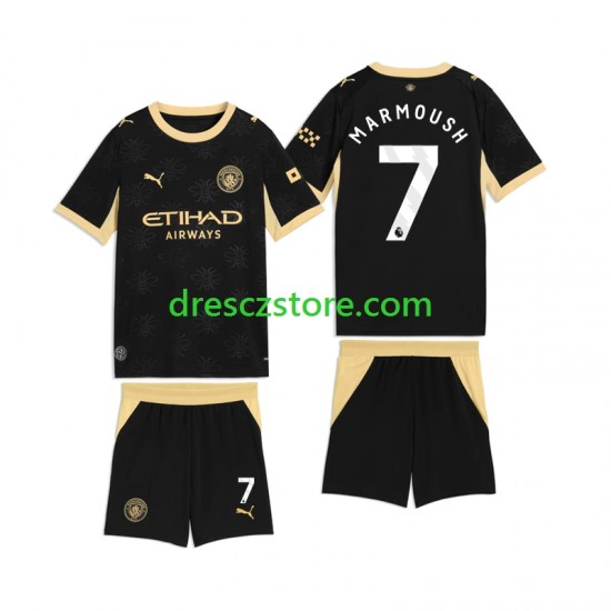 Manchester City Omar Marmoush 7 Venkovní Dres 2026-2027 Krátký rukáv Děti Fotbalové Dresy