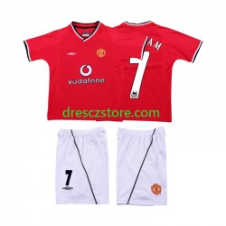 Manchester United BECKHAM 7 2000 Retro Domácí Dres 2002 Krátký rukáv Děti Fotbalové Dresy