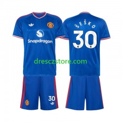 Manchester United Benjamin Sesko 30 Venkovní Dres 2026-2027 Krátký rukáv Děti Fotbalové Dresy