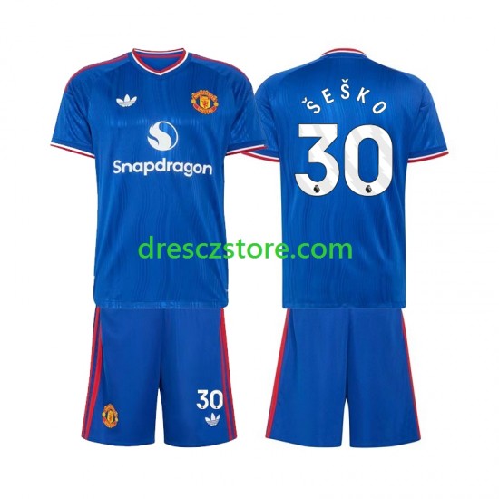 Manchester United Benjamin Sesko 30 Venkovní Dres 2026-2027 Krátký rukáv Děti Fotbalové Dresy