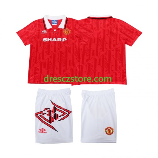 Manchester United 1993 Retro Domácí Dres 1994 Krátký rukáv Děti Fotbalové Dresy