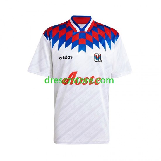 Olympique Lyonnais 1995 1996 Retro Domácí Dres Krátký rukáv Muže Fotbalové Dresy