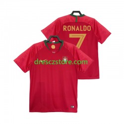 Portugalsko Cristiano Ronaldo 7 2018 Retro Domácí Dres Krátký rukáv Muže Fotbalové Dresy