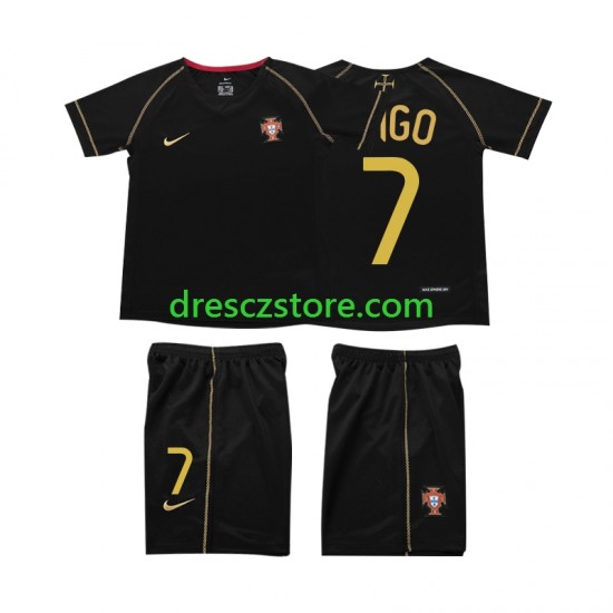 Portugalsko FIGO 7 Retro Venkovní Dres 2006 Krátký rukáv Děti Fotbalové Dresy