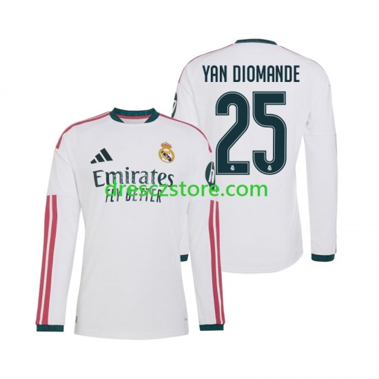Real Madrid Yan Diomande 25 Domácí Dres 2026-2027 Dlouhý rukáv Muže Fotbalové Dresy