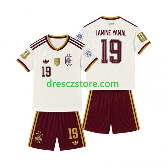 Španělsko 2-star Lamine Yamal 19 Venkovní Dres 2026-2027 Krátký rukáv Děti Fotbalové Dresy