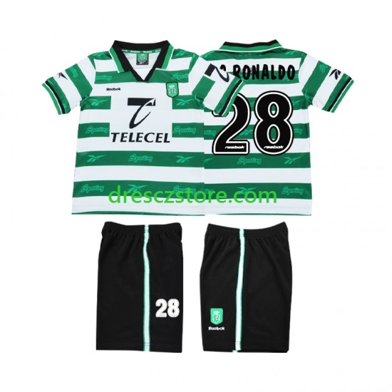 Sporting CP Cristiano Ronaldo 28 2000 Retro Domácí Dres 1999 Krátký rukáv Děti Fotbalové Dresy
