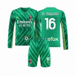 AC Milán Mike Maignan 16 Brankářské Domácí Dres 2023-2024 Dlouhý rukáv Děti Fotbalové Dresy
