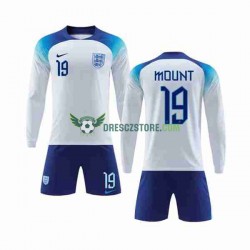 Anglie Mount 19 Domácí Dres MS ve fotbale 2022 Dlouhý rukáv Děti Fotbalové Dresy