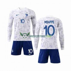 Francie Mbappé 10 Venkovní Dres MS ve fotbale 2022 Dlouhý rukáv Děti Fotbalové Dresy