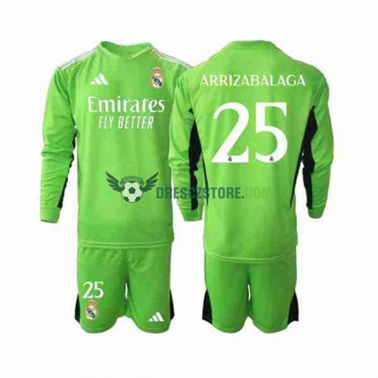 Real Madrid Kepa Arrizabalaga 25 Brankářské Domácí Dres 2023-2024 Dlouhý rukáv Děti Fotbalové Dresy