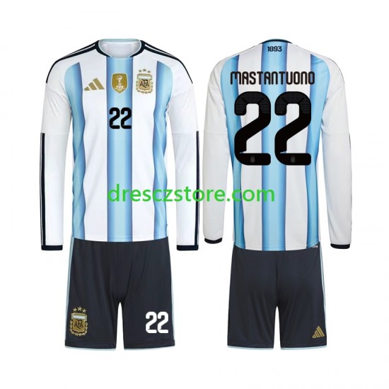 Argentina Franco Mastantuono 22 Domácí Dres MS ve fotbale 2026 Dlouhý rukáv Děti Fotbalové Dresy