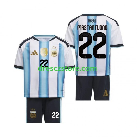Argentina Franco Mastantuono 22 Domácí Dres MS ve fotbale 2026 Krátký rukáv Děti Fotbalové Dresy