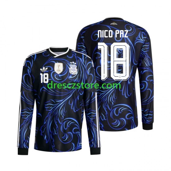 Argentina Nico Paz 18 Venkovní Dres MS ve fotbale 2026 Dlouhý rukáv Muže Fotbalové Dresy