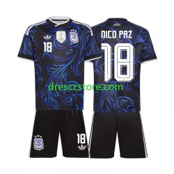 Argentina Nico Paz 18 Venkovní Dres MS ve fotbale 2026 Krátký rukáv Děti Fotbalové Dresy