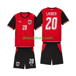 Rakousko Konrad Laimer 20 Domácí Dres MS ve fotbale 2026 Krátký rukáv Děti Fotbalové Dresy