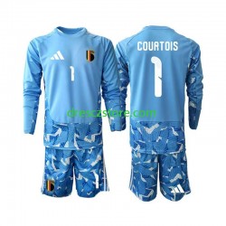 Belgie Thibaut Courtois 1 Brankářské Domácí Dres MS ve fotbale 2026 Dlouhý rukáv Děti Fotbalové Dresy