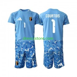 Belgie Thibaut Courtois 1 Brankářské Domácí Dres MS ve fotbale 2026 Krátký rukáv Děti Fotbalové Dresy