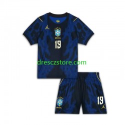 Brazílie Endrick 19 Venkovní Dres MS ve fotbale 2026 Krátký rukáv Děti Fotbalové Dresy