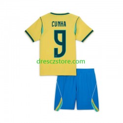 Brazílie Matheus Cunha 9 Chidlren Venkovní Dres MS ve fotbale 2026 Krátký rukáv Fotbalové Dresy