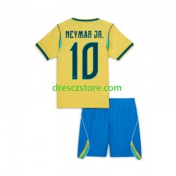 Brazílie Neymar JR 10 Domácí Dres MS ve fotbale 2026 Krátký rukáv Děti Fotbalové Dresy