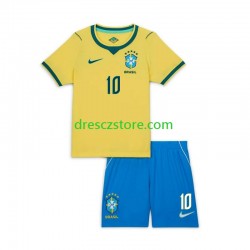 Brazílie Neymar JR 10 Domácí Dres MS ve fotbale 2026 Krátký rukáv Děti Fotbalové Dresy