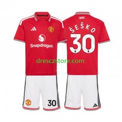 Manchester United Benjamin Sesko 30 Domácí Dres 2026-2027 Krátký rukáv Děti Fotbalové Dresy