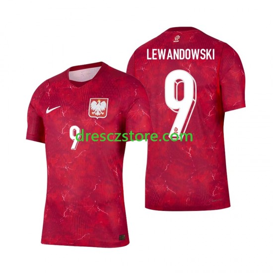 Polsko Robert Lewandowski 9 Venkovní Dres 2026 Krátký rukáv Muže Fotbalové Dresy