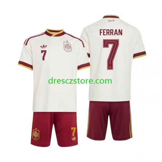 Španělsko Ferran Torres 7 Venkovní Dres MS ve fotbale 2026 Krátký rukáv Děti Fotbalové Dresy