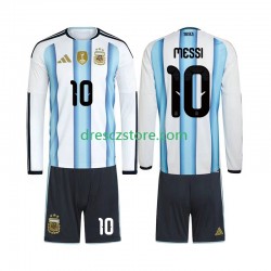 Argentina Lionel Messi 10 Domácí Dres MS ve fotbale 2026 Dlouhý rukáv Děti Fotbalové Dresy